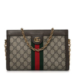 GG Supreme Monogram Web Small Ophidia Chain Shoulder Bag Brown