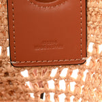 Raffia Calfskin Paulas Ibiza Balloon Ruffle Basket Tote Bag Natural Tan