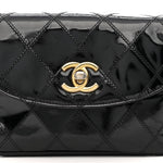 Patent Flap Waist Belt Bag Black