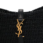Raffia Calfskin Le 5 A 7 Mini Hobo Black