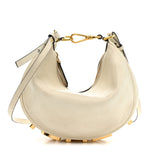 Vitello Grace Matte Mini Fendigraphy Hobo Bag White Ice