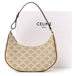 Canvas Calfskin Ava Triomphe Shoulder Bag Grege