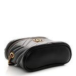 Calfskin Matelasse Chevron Mini GG Marmont Top Handle Bag Black
