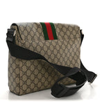 GG Supreme Monogram Web Flap Messenger Bag Black