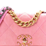 Denim Quilted Medium Chanel 19 Flap Neon Pink