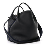 Grained Calfskin Large Bale Bag Navy Blue