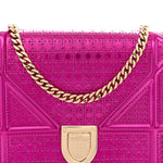 Metallic Patent Micro-Cannage Diorama Wallet on Chain Pouch Pink