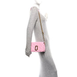 Grained Calfskin Quilted Double Stitched Small The Status Shoulder Bag Pink