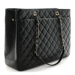 Caviar Quilted Large Shopping Tote Black