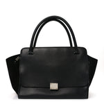 Drummed Calfskin Suede Double Zip Trapeze Black