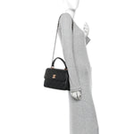 Lambskin Quilted Small Trendy CC Dual Handle Flap Bag Black