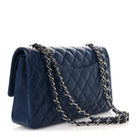 Caviar Quilted Medium Double Flap Navy