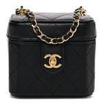 Lambskin Quilted Vanity Clutch With Chain Black