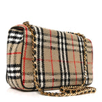 BURBERRY Calfskin Boucle Check Medium Lola Chain Bag Archive Beige