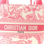 Canvas Embroidered Dioriviera Toile De Jouy Panier Chapeau Tote Peony Pink