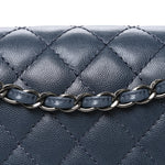 Caviar Quilted Jumbo Double Flap Dark Grey