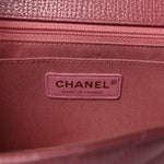 Metallic Calfskin Chevron Quilted Small Statement Flap Pink