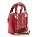 Patent Cannage Mini Lady Dior Red