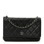 Lambskin Quilted Wallet On Chain WOC Black