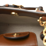 New Canvas Charisma Calfskin Crystal GG Monogram Mini Diana Tote Bag Camel Ebony