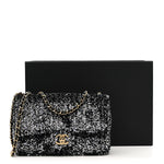 Sequin Quilted Small Single Flap Black White Grey