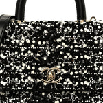 Lambskin Sequin Beaded Extra Mini Coco Handle Flap Black White