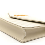 Grain De Poudre Matelasse Chevron Monogram Envelope Chain Wallet Crema Soft