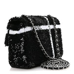 Sequin Ribbon Small Rectangular Flap Black White