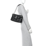 Lambskin Quilted Small Loulou Puffer Monogram Chain Satchel Black