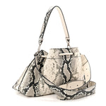 Calfskin Snakeskin Embossed Cinch M Bucket Bag Neutral