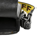 Saffiano Striped Mini Diag Binder Clip Bag Black White Yellow