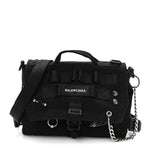 Canvas Pierced Army Messenger Bag Black