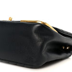 Calfskin Chevron Quilted Mini Rock The Corner Flap Black