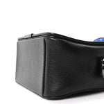 Saffiano Striped Mini Diag Binder Clip Bag Black White Indus