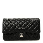 Lambskin Quilted Medium Double Flap Black