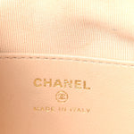 Shiny Crumpled Lambskin Quilted Small Preppy Pocket Clutch With Chain Beige