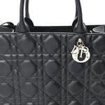 Calfskin Macro Cannage Medium Book Tote Black