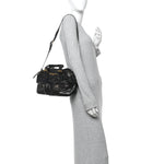 Crinkled Calfskin Small Grand Tour Bowling Bag Black