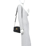 Calfskin Matelasse Small GG Marmont Chain Shoulder Bag Black