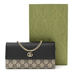 Dollar Calfskin GG Supreme Monogram Petite GG Marmont Wallet Chain Bag Black Beige Ebony