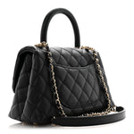 Caviar Quilted Mini Coco Handle Flap Black