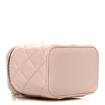 Lambskin Quilted Pearl Crush Mini Vanity Case With Chain Light Beige