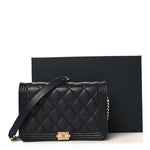 Caviar Quilted Boy Wallet On Chain WOC Black