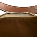 Canvas Calfskin Ava Triomphe Shoulder Bag White