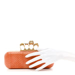 Snakeskin Knuckle Box Clutch Orange