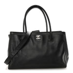 Calfskin Cerf Executive Shopper Tote Black