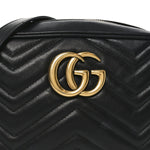 Calfskin Matelasse Small GG Marmont Chain Shoulder Bag Black