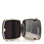 Lambskin Quilted Compact Vanity Case Purse With Chain Black