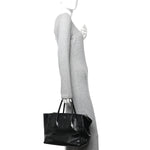 Glace Calf Twin Pocket Tote Black