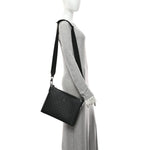 GG Supreme Monogram Azalea Calfskin Retro Interlocking G Wristlet Messenger Bag Black